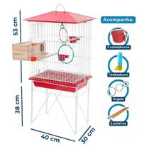 Gaiola Criadeira Agapornis Mini Viveiro Com Teto Plástico E Ninho + Acessórios P/ Pássaros Aves Comp