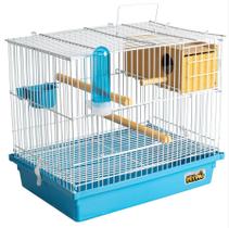 Gaiola Criadeira Para Aves Periquito Com Ninho Mdf Cor Branca E Azul Jel Plast Pet Piu