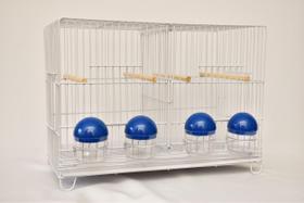 Gaiola Criadeira para Pássaros e Periquitos com Divisórias e Comedouro Azul Epóxi Branca Contrerapet