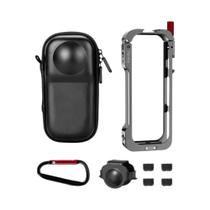 Gaiola De Alumínio Insta360 X5 Com Tampa De Lente De Silicone Protetora Antichoque Para Câmera Gaiola De Alumínio Insta360 X5 Com Tampa De Lente De Silicone Protetora Antichoque Para Câmera