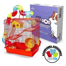 Gaiola De Hamster Grande com Casa Completa 3 Andares Tubo Luxo Gaiola De Hamster Grande com Casa Completa 3 Andares Tubo Luxo