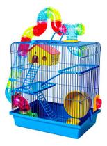 Gaiola De Hamster Luxo Roedores Com Casinha 3 Andares Tubo Labirinto Completa