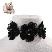 Gaiola de pássaro banhos de pássaros colar de joias para animais de estimação criativo teddy lace flor babador de renda colar de gato fofo tamanho: s preto