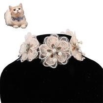 Gaiola de pássaro banhos de pássaros colar de joias para animais de estimação criativo teddy renda flor babador de renda colar de gato fofo tamanho: l rosa