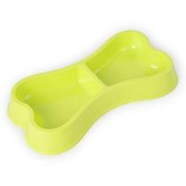 Gaiola de pássaros banhos de pássaros tigelas de plástico para cães em forma de osso cor doce alimentador de cães tigelas de cabeça dupla ecológicas verde claro