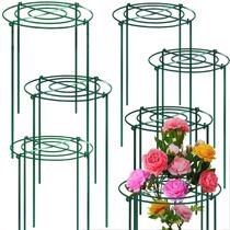 Gaiola de suporte de peônia TCBWFY 8 conjuntos de 30 cm de diâmetro x 60 cm de altura, metal verde