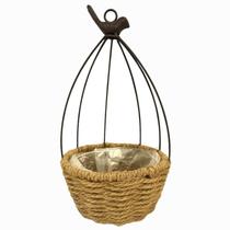 Gaiola Decorativa Flor Aramada Oval com Sisal 32cm Ref. QX24132 S/2A Gaiola Decorativa Flor Aramada Oval com Sisal 32cm Ref. QX24132 S/2A