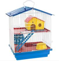 Gaiola Hamster 2 Andares Completa Cor ul Teto Plástico Jel