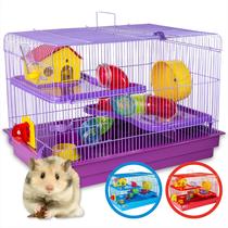 Gaiola Hamster 2 Andares Grande Com Tubo Labirinto Casa Roedores Completa