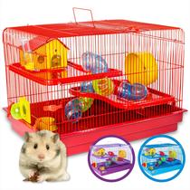 Gaiola Hamster 2 Andares Grande Com Tubo Labirinto Casa Roedores Completa