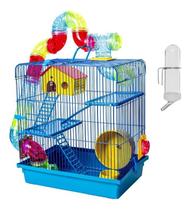 Gaiola Hamster 3 Andares Bebedouro E Tubos Completa Azul Gaiola Hamster 3 Andares Bebedouro E Tubos Completa Azul