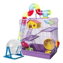 Gaiola Hamster 3 Andares Labirinto C/ Tubos Luxo + Globo