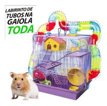 Gaiola Hamster 3 Andares Labirinto Tubo Extra