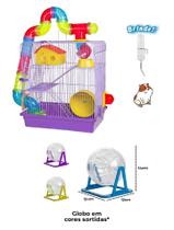 Gaiola Hamster 3 Andares Tubo Luxo Lilás + Globo + Bebedouro Gaiola Hamster 3 Andares Tubo Luxo Lilás + Globo + Bebedouro