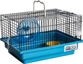 Gaiola Hamster Brasileirinha Black Metal jel Plast Resistente Durável Pet Roe azul