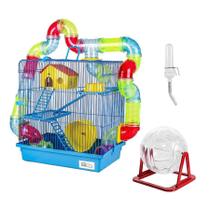 Gaiola Hamster Com Casa Grande 3 Andares Tubos - ul - Jel Plast