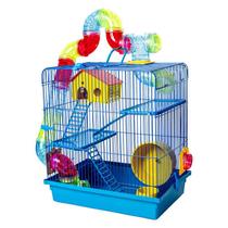 Gaiola Hamster Grande com Casa Completa 3 Andares Tubo Luxo