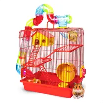 Gaiola Hamster Labirinto Tubo Super Luxo 3 Andares Completa