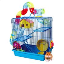 Gaiola Hamster Labirinto Tubo Super Luxo 3 Andares Completa