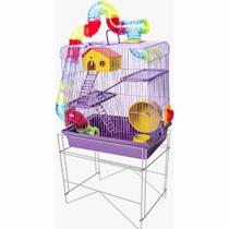 Gaiola Hamster Labirinto Tubos 3 Andares + Suporte + Globo Gaiola Hamster Labirinto Tubos 3 Andares + Suporte + Globo