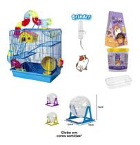 Gaiola Hamster Luxo Azul Banho Seco Globo Torta + Bebedouro Gaiola Hamster Luxo Azul Banho Seco Globo Torta + Bebedouro