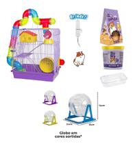 Gaiola Hamster Luxo Lilás Banho Seco Globo Torta + Bebedouro Gaiola Hamster Luxo Lilás Banho Seco Globo Torta + Bebedouro