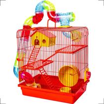 Gaiola Hamster Roedores 3 Andares Play Ground Tubos Completa