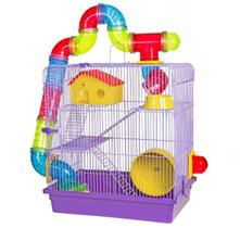 Gaiola Hamster Roedores 3 Andares Tubo Super Luxo Lilás