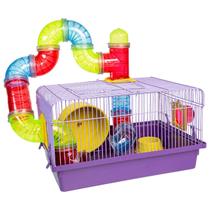 Gaiola Hamster Roedores Tubo Luxo Completa Jel Plast Diversão Pet Roe