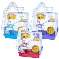 Gaiola Hamster Tubo 3 Andares Com Casa Labirinto Completa Roedores - jel plast