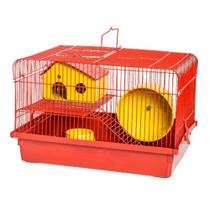 Gaiola Jel Plast Horizontal para Hamster 2 Andares Vermelha
