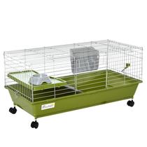 Gaiola para animais pequenos PawHut 35L com prato de comida, garrafa de água verde Gaiola para animais pequenos PawHut 35L com prato de comida, garrafa de água verde