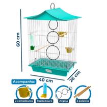 Gaiola para Calopsita Agarponis com Teto Chinês Completa com Acessórios