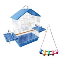 Gaiola Para Calopsita Azul + Brinquedo Balanço Rede Para Pássaros - JEL PLAST