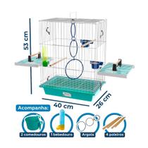 Gaiola para Calopsita e Pássaros Domésticos com abertura e poleiros laterais Completa Gaiola para Calopsita e Pássaros Domésticos com abertura e poleiros laterais Completa