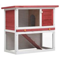 Gaiola para Coelho de Madeira para Área Externa vidaXL com Telhado Impermeável Vermelho Gaiola para Coelho de Madeira para Área Externa vidaXL com Telhado Impermeável Vermelho