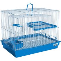 Gaiola para Coelho/Porquinho da Índia/Chinchila com Andar - Azul Alt 42 / Larg 38 / Compr 55 Ref.1109