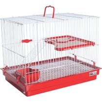 Gaiola para Coelho/Porquinho da Índia/Chinchila com Andar - Vermelha Alt 42 / Larg 38 / Compr 55 Ref.1108