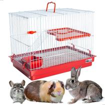 Gaiola para Coelho Porquinho da Índia Chinchila Hamster PET Grande com Bandeja Higiênica Vermelho