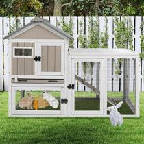 Gaiola para Coelhos Ketive 122 cm à Prova de Intempéries com 2 Andares em Madeira Gaiola para Coelhos Ketive 122 cm à Prova de Intempéries com 2 Andares em Madeira
