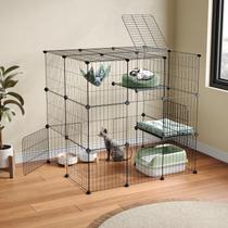 Gaiola para Gatos Oneluck de 3 Andares em Arame Metálico 90x80x90cm Gaiola para Gatos Oneluck de 3 Andares em Arame Metálico 90x80x90cm