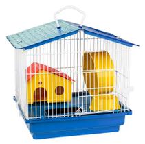 Gaiola Para Hamster 1 Andar Completa Teto Plástico Cor Azul Jel Plast Pet Roe