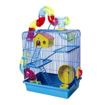 Gaiola Para Hamster 3 Andares Azul Jel Plast