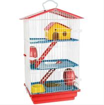 Gaiola Para Hamster 3 Andares Cor Vermelho Teto Plástico Jel Plast Pet Roe