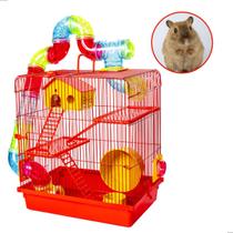 Gaiola para Hamster com Tubos Rodinha 3 Andares Casa Grande Hamster Russo Sírio Chinês