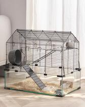 Gaiola para hamster VEVOR com visualização em 360 transparente com garrafa de água
