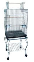 Gaiola para Pássaros YML 51 cm com Tampa Aberta e Suporte Prata Antigo Gaiola para Pássaros YML 51 cm com Tampa Aberta e Suporte Prata Antigo