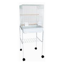 Gaiola para pássaros YML 5924 de topo plano com suporte, 45x45cm, branca
