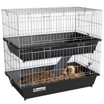 Gaiola para Pequenos Animais PawHut 2 Andares 72x44x67cm Preta Gaiola para Pequenos Animais PawHut 2 Andares 72x44x67cm Preta
