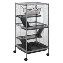 Gaiola para Pequenos Animais PawHut 4 Andares em Aço com Rodas Gaiola para Pequenos Animais PawHut 4 Andares em Aço com Rodas
